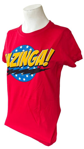 Tultex Women's The Big Bang Theory Bazinga Red Short Sleeve Shirt Size Medium