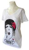 Emerson Street Women's Cheers Girl Graphic White Short Sleeve Shirt Size Small