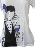 Anvil Women's Emerson Wine Girl Graphic White Short Sleeve Shirt Size Medium