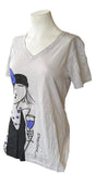 Anvil Women's Emerson Wine Girl Graphic Gray Short Sleeve Shirt Size Medium