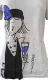 Anvil Women's Emerson Wine Girl Graphic Gray Short Sleeve Shirt Size Medium