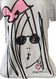 Anvil Women's Emerson Groovy Girl Graphic Gray Short Sleeve Shirt Size Medium