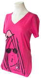 Anvil Women's Emerson Groovy Girl Graphic Pink Short Sleeve Shirt Size Medium