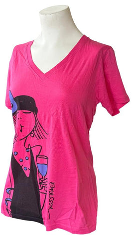 Anvil Women's Emerson Wine Girl Graphic Pink Short Sleeve Shirt Size Medium