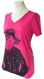 Anvil Women's Emerson Navy Girl Graphic Pink Short Sleeve Shirt Size Medium