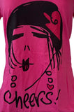 Anvil Women's Emerson Cheers Girl Graphic Pink Short Sleeve Shirt Size Medium