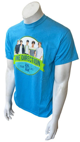 Gildan Men's One Direction Tour 2013 Graphic Blue Short Sleeve Shirt Size Medium