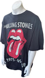 Men's The Rolling Stones 1975 US Tour Graphic Black Short Sleeve Shirt Size 3XL