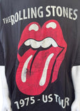 Men's The Rolling Stones 1975 US Tour Graphic Black Short Sleeve Shirt Size 3XL