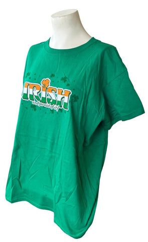 Anvil Women's Irish And Proud Of It Graphic Green Short Sleeve Shirt Size Large