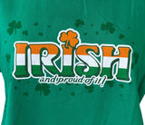 Anvil Women's Irish And Proud Of It Graphic Green Short Sleeve Shirt Size Large