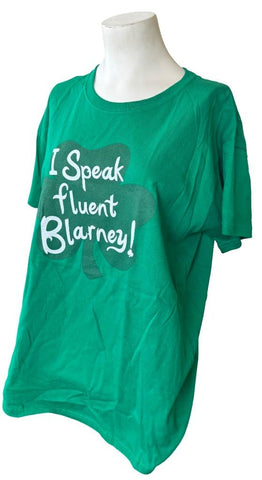 Anvil Women's Irish I Speak Fluent Blarney Green Short Sleeve Shirt Size Large