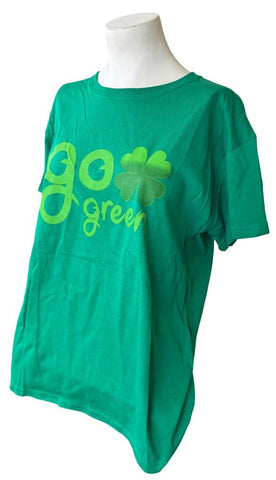 Anvil Women's Irish Go Green Shamrock Graphic Green Short Sleeve Shirt Size L