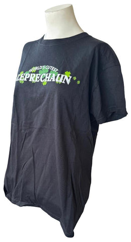 Anvil Women's Irish World's Cutest Leprechaun Black Short Sleeve Shirt Size L