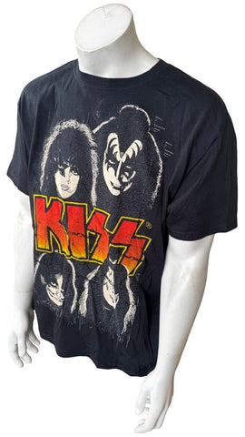 Anvil Men's Kiss Band Graphic Black Short Sleeve Shirt Size X-Large
