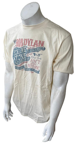 Anvil Men's Bob Dylan Like A Rolling Stone Beige Short Sleeve Shirt Size Large