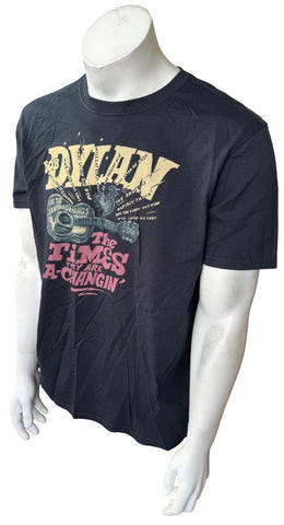 Gildan Men's Bob Dylan The Times They Are A-Changin' Black Shirt Size Large