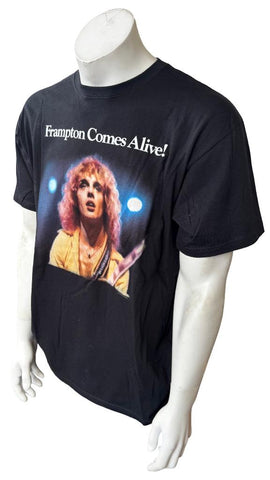 Anvil Men's Peter Frampton Comes Alive Graphic Black Short Sleeve Shirt Size L