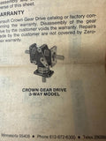 Crown Gear Drive 803806 Zero-Max 3-Way Right Angle Gearbox 1" Shaft 1:1 Ratio