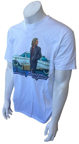 Next Level Men's Casey James Touring Graphic White Short Sleeve Shirt Size Large