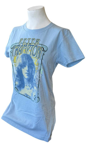 Bay Island Women's Peter Frampton Graphic Blue Short Sleeve Shirt Size Large