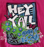 Southern Belle Women's Hey Y'all Greeting Of The South Pink Shirt Size Large