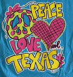 Southern Belle Women's Texas Belle Peace Love And Texas Blue Shirt Size Small