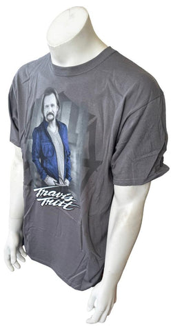Anvil Men's Travis Tritt Tour 2013 Graphic Gray Short Sleeve Shirt Size Large