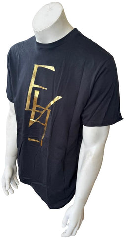 Anvil Men's EVE Gold Graphic Black Short Sleeve Shirt Size Large
