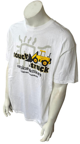 Anvil Men's Touch A Truck Explore & More Children's Museum White Shirt Size XL