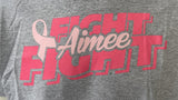 Gildan Men's Breast Cancer Awareness Aimee Fight Graphic Gray Shirt Size Large