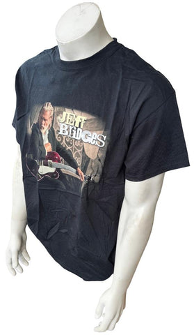 Gildan Men's Jeff Bridges Guitar Graphic Black Short Sleeve Shirt Size Large