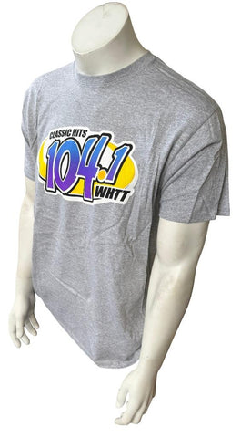 Anvil Men's 104.1 WHTT Classic Hits Gray Short Sleeve Shirt Size Large