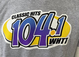 Anvil Men's 104.1 WHTT Classic Hits Gray Short Sleeve Shirt Size Large