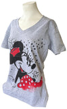 Disney Women's Classic Minnie Mouse Graphic Gray Short Sleeve Shirt Size Large