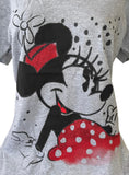 Disney Women's Classic Minnie Mouse Graphic Gray Short Sleeve Shirt Size Large
