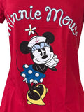 Disney Women's Minnie Mouse Sailor Graphic Red Short Sleeve Shirt Size Medium