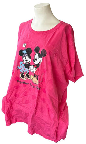Disney Women's Minnie & Mickey Mouse Together Since 1928 Pink Shirt Size 4XL