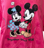 Disney Women's Minnie & Mickey Mouse Together Since 1928 Pink Shirt Size 4XL