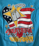 Anvil Women's Southern Belles Love A Man In Uniform Blue Shirt Size Small