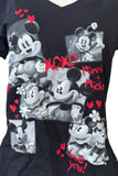 Disney Women's Minnie Mouse & Mickey Mouse XOXO Love You Black Shirt Size M