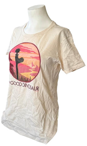 Disney Women's The Good Dinosaur Graphic Beige Short Sleeve Shirt Size Medium