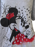 Disney Women's Classic Minnie Mouse Graphic Gray Short Sleeve Shirt Size 3XL