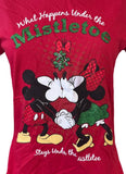 Disney Mickey Mouse & Minnie What Happens Under The Mistletoe Stays Shirt Size M