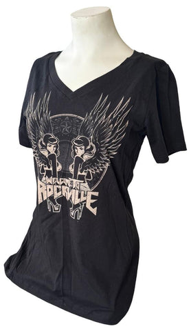 Cotton Heritage Women's Welcome To Rockville Graphic Black Shirt Size Small