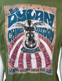 American Apparel Men's Bob Dylan Chimes of Freedom Green Shirt Size Large