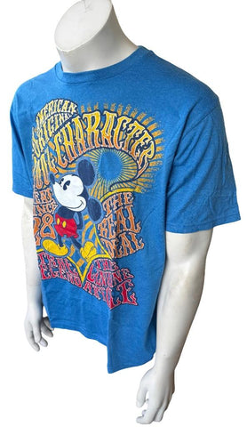 Disney Men's Mickey Mouse An American Original Graphic Blue Shirt Size Large