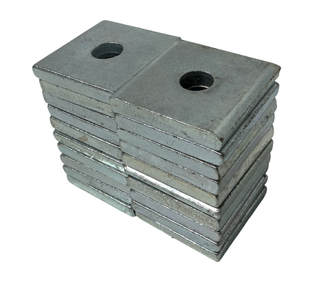 20 Square Washer Plates 1-5/8" x 1-5/8" x 1/4" - 7/16" Hole - Zinc Plated Steel