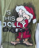 Disney Men's Santa Grumpy Is This Jolly Enough Olive Shirt Size Large