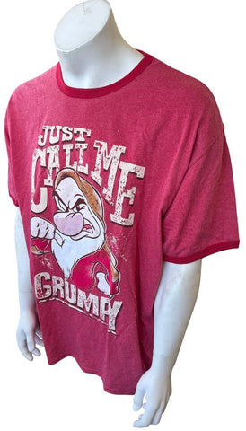 Disney Men's Just Call Me Grumpy Graphic Red Short Sleeve Shirt Size 3XL